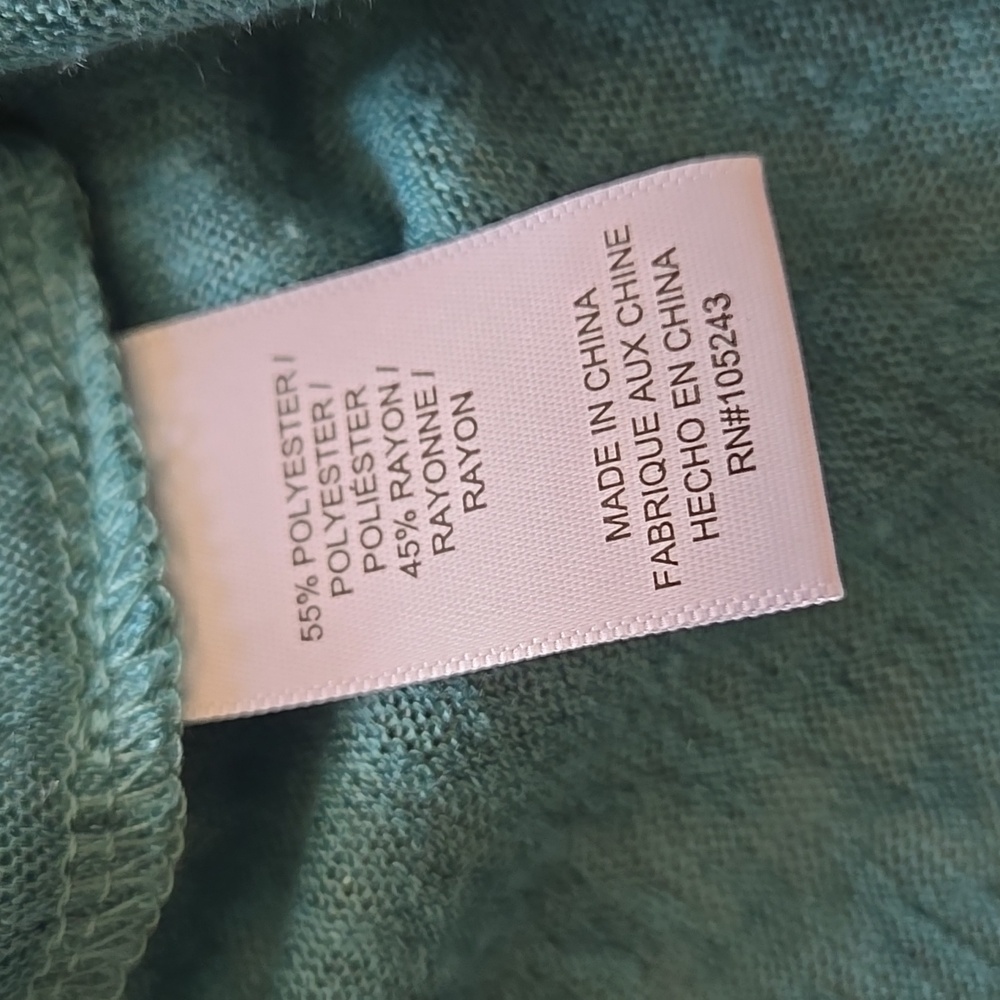 NWT Bobeau Space Dye Rolled Cuff Relaxed Shortsleeve Shirt Teal Green - Picture 4 of 4